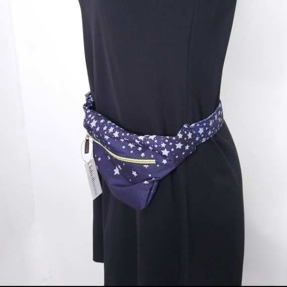 Lulu Dharma Fanny Hip Pack Silver Stars on Indigo - Picture 5 of 11